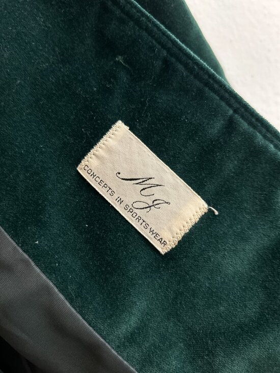 VINTAGE Deep Emerald Green Velvet Structured Blazer - Picture 5 of 7